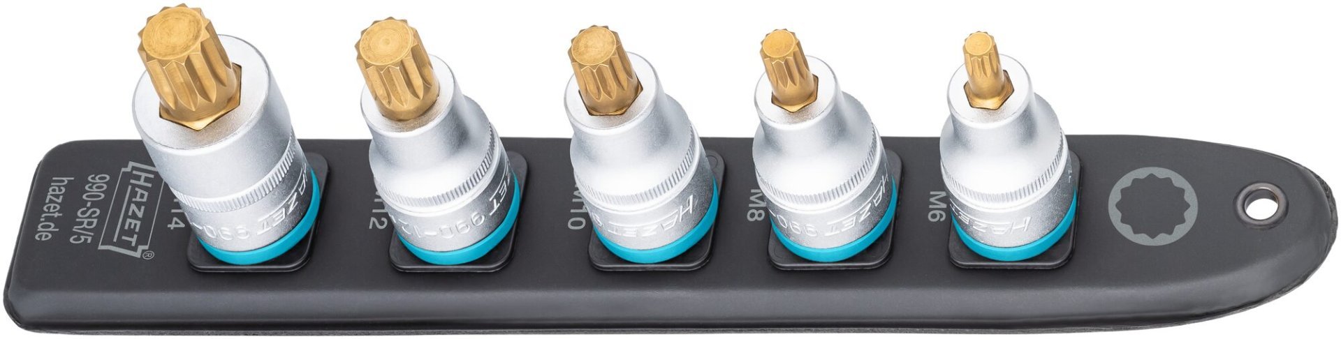HAZET SmartRail ∙ Flexible Kunststoff-Steckleiste 990-SR/5 ∙ 1/2 Zoll (12,5 mm) Vierkant hohl ∙ Innen Vielzahn Profil XZN ∙ 5-teilig ∙ M6 ∙ M8 ∙ M10 ∙ M12 ∙ M14 Produktbild img3 L