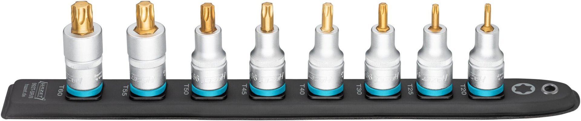 HAZET SmartRail ∙ Flexible Kunststoff-Steckleiste 992T-SR/8 ∙ 1/2 Zoll (12,5 mm) Vierkant hohl ∙ Innen TORX® Profil ∙ 8-teilig ∙ T20 ∙ T25 ∙ T30 ∙ T40 ∙ T45 ∙ T50 ∙ T55 ∙ T60 Produktbild img1 L
