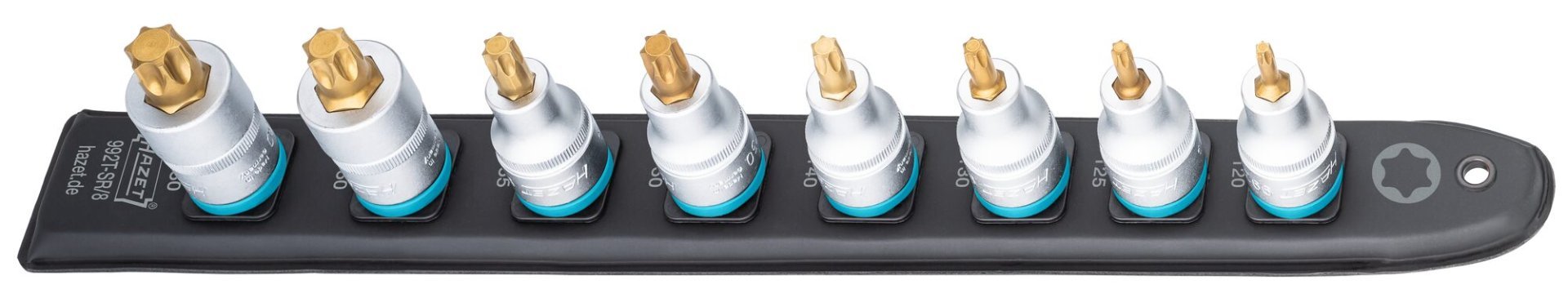 HAZET SmartRail ∙ Flexible Kunststoff-Steckleiste 992T-SR/8 ∙ 1/2 Zoll (12,5 mm) Vierkant hohl ∙ Innen TORX® Profil ∙ 8-teilig ∙ T20 ∙ T25 ∙ T30 ∙ T40 ∙ T45 ∙ T50 ∙ T55 ∙ T60 Produktbild img2 L