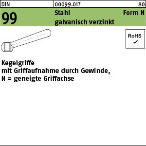 Reyher DIN 99 Stahl Form N galvanisch verzinkt Kegelgriffe mit Griffaufnahme durch Gewinde, geneigte Griffachse Produktbild img1 L