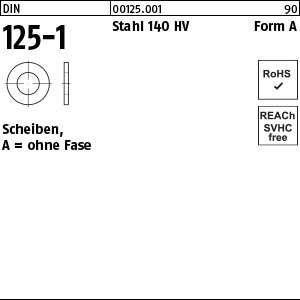 Reyher DIN 125-1 Stahl 140 HV Form A Scheiben, ohne Fase Produktbild img1 L