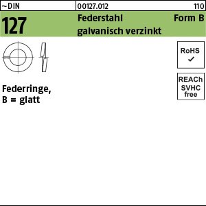 Reyher ~DIN 127 Federstahl Form B galvanisch verzinkt Federringe, glatt Produktbild img1 L