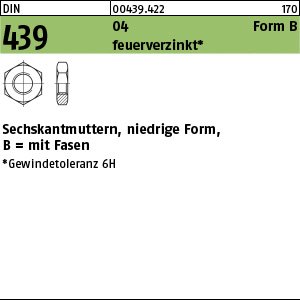 Reyher DIN 439 04 Form B feuerverzinkt Sechskantmuttern, niedrige Form, mit Fasen Produktbild img1 L