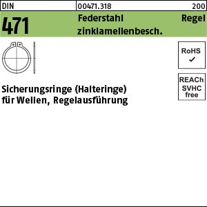 Reyher DIN 471 Federstahl Regel zinklamellenbesch. Sicherungsringe (Halteringe) für Wellen, Regelausführung Produktbild img1 L