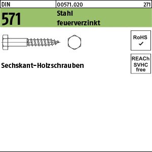 Reyher DIN 571 Stahl feuerverzinkt Sechskant-Holzschrauben Produktbild img1 L