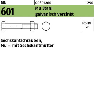 DIN 601 Mu St. M 10 x 60 galv. verzinkt gal Zn VE=S Produktbild img1 L