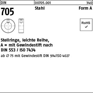 Reyher DIN 705 Stahl Form A Stellringe, leichte Reihe, mit Gewindestift DIN 553/ISO 7434 Produktbild img1 L