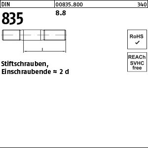 Reyher DIN 835 8.8 Stiftschrauben, Einschraubende = 2 d Produktbild img1 L