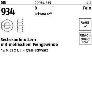 DIN 934 8 M 42 x 3 schwarz schwarz VE=S Produktbild img1 L