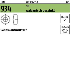 Reyher DIN 934 10 galvanisch verzinkt Sechskantmuttern Produktbild img1 L