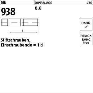 Reyher DIN 938 8.8 Stiftschrauben, Einschraubende = 1 d Produktbild img1 L