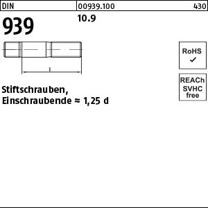 Reyher DIN 939 10.9 Stiftschrauben, Einschraubende = 1,25 d Produktbild img1 L