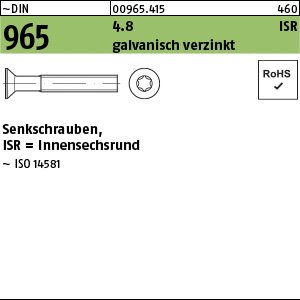 Reyher ~DIN 965 4.8 ISR galvanisch verzinkt Senkschrauben, mit Innensechsrund Produktbild img1 L