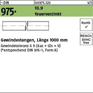 Reyher ~DIN 975 10.9 feuerverzinkt Gewindestangen, Länge 1000 mm Produktbild img1 L
