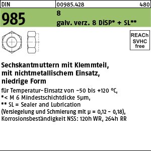 DIN 985 8 M 10 gal Zn 8 DiSP + SL gal ZnDi VE=S Produktbild img1 L