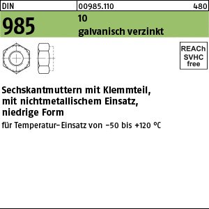 DIN 985 10 M 5 galv. verzinkt gal Zn VE=S Produktbild img1 L