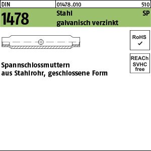 Reyher DIN 1478 Stahl SP galvanisch verzinkt Spannschlossmuttern aus Stahlrohr, geschlossene Form Produktbild img1 L