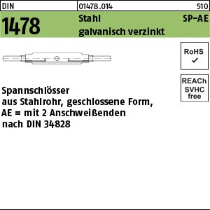 Reyher DIN 1478 Stahl SP-AE galvanisch verzinkt Spannschlösser aus Stahlrohr, geschlossene Form, mit 2 Anschweißenden Produktbild img1 L