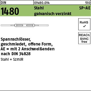 Reyher DIN 1480 Stahl SP-AE galvanisch verzinkt Spannschlösser, geschmiedet, offene Form mit 2 Anschweißenden Produktbild img1 L