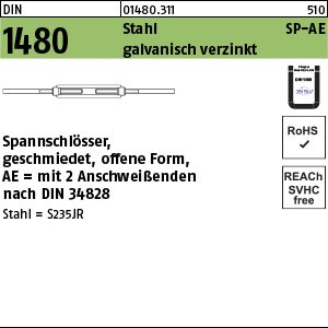Reyher DIN 1480 Stahl SP-AE galvanisch verzinkt, ÜZ Spannschlösser, geschmiedet, offene Form mit 2 Anschweißenden Produktbild img1 L