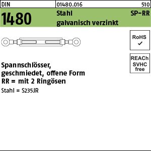 Reyher DIN 1480 Stahl SP-RR galvanisch verzinkt Spannschlösser geschmiedet, offene Form, mit 2 Ringösen Produktbild img1 L