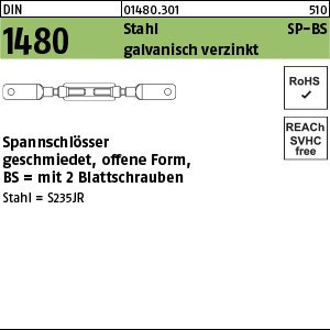 Reyher DIN 1480 Stahl SP-BS galvanisch verzinkt Spannschlösser geschmiedet, offene Form, mit 2 Battschraube Produktbild img1 L