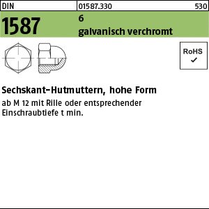 Reyher DIN 1587 6 galvanisch verchromt Sechskant-Hutmuttern, hohe Form Produktbild img1 L