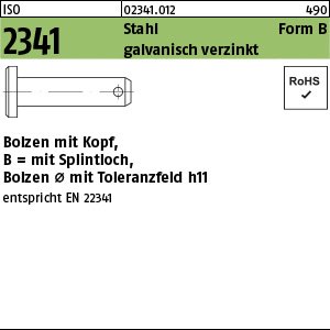 ISO 2341 Stahl B 10 h11 x 70 x 65,5 galv. verzinkt gal Zn VE=S Produktbild img1 L
