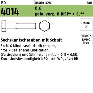 ISO 4014 8.8 M 30 x 170 gal Zn 8 DiSP + SL gal ZnDi VE=S Produktbild img1 L