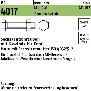 ISO 4017 5.6 Mu Kl.5 M 16 x 60 feuerverzinkt, AD-W7/1 tZn VE=S Produktbild img1 L