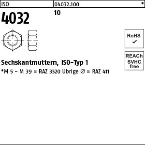 Reyher ISO 4032 10 Sechskantmuttern, ISO-Typ 1 Produktbild img1 L