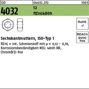 Reyher ISO 4032 12 flZnL 480h (zinklamellenbesch.) Sechskantmuttern, ISO-Typ 1 Produktbild img1 L