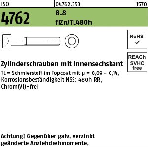 ISO 4762 8.8 M 8 x 65 flZn/nc/TL/x/480h/C flZn VE=S Produktbild img1 L