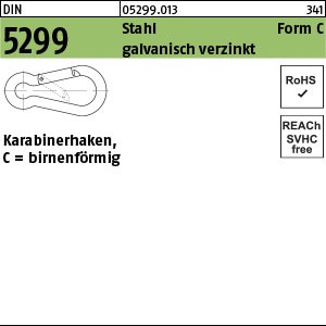 Reyher DIN 5299 Stahl Form C galvanisch verzinkt Karabinerhaken, birnenförmig Produktbild img1 L