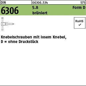 Reyher DIN 6306 5.8 Form D brüniert Knebelschrauben mit losem Knebel, ohne Druckstück Produktbild img1 L