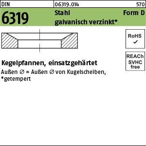 Reyher DIN 6319 Stahl Form D galvanisch verzinkt Kegelpfannen, einsatzgehärtet Produktbild img1 L