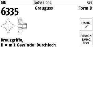 Reyher DIN 6335 Grauguss Form D Kreuzgriffe, mit Gewinde-Durchloch Produktbild img1 L