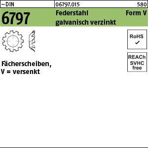 Reyher ~DIN 6797 Federstahl Form V galvanisch verzinkt Fächerscheiben, versenkt Produktbild img1 L