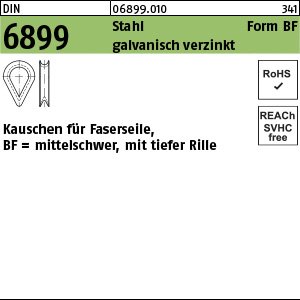 Reyher DIN 6899 Stahl Form BF galvanisch verzinkt Kauschen für Faserseile, mittelschwer mit tiefer Rille Produktbild img1 L