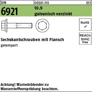DIN 6921 10.9 M 12 x 70 galv. verzinkt A2F, getempert gal Zn VE=S Produktbild img1 L