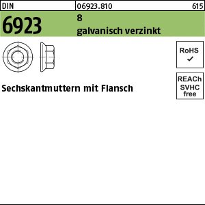Reyher DIN 6923 8 galvanisch verzinkt Sechskantmuttern mit Flansch Produktbild img1 L