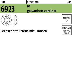 Reyher DIN 6923 10 galvanisch verzinkt Sechskantmuttern mit Flansch Produktbild img1 L
