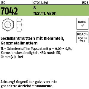 Reyher ISO 7042 8 flZn/TL 480h (zinklamellenbesch.) Sechskantmuttern mit Klemmteil, Ganzmetallmuttern Produktbild img1 L