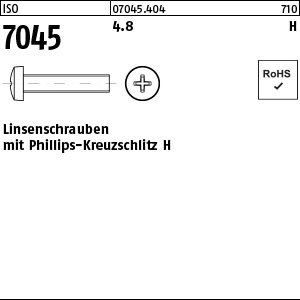 Reyher ISO 7045 4.8 H Linsenschrauben mit Phillips-Kreuzschlitz H Produktbild img1 L