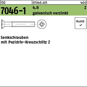Reyher ISO 7046-1 4.8 Z galvanisch verzinkt Senkschrauben mit Pozidriv-Kreuzschlitz Z Produktbild img1 L
