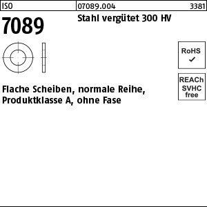 Reyher ISO 7089 Stahl, verg. 300 HV Flache Scheiben, normale Reihe, Produktklasse A, ohne Fase Produktbild img1 L