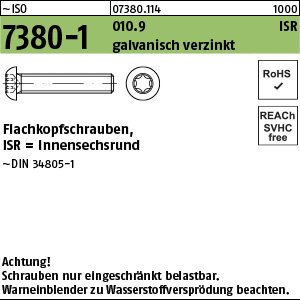 Reyher ~ISO 7380-1 010.9 ISR galvanisch verzinkt Flachkopfschrauben, mit Innensechsrund Produktbild img1 L