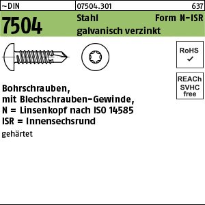 Reyher ~DIN 7504 Stahl Form N-ISR galvanisch verzinkt Bohrschrauben, mit Blechschrauben-Gew., mit Linsenkopf nach ISO 14585, mit ISR Produktbild img1 L