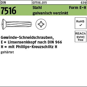 DIN 7516 Stahl E M 8 x 16 -H galv. verzinkt gal Zn VE=S Produktbild img1 L