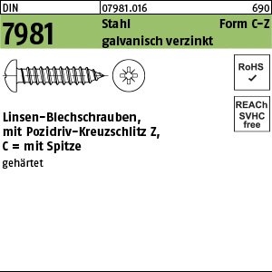 DIN 7981 Stahl 4,8 x 19 -C-Z galv. verzinkt passiviert gal Zn VE=S Produktbild img1 L